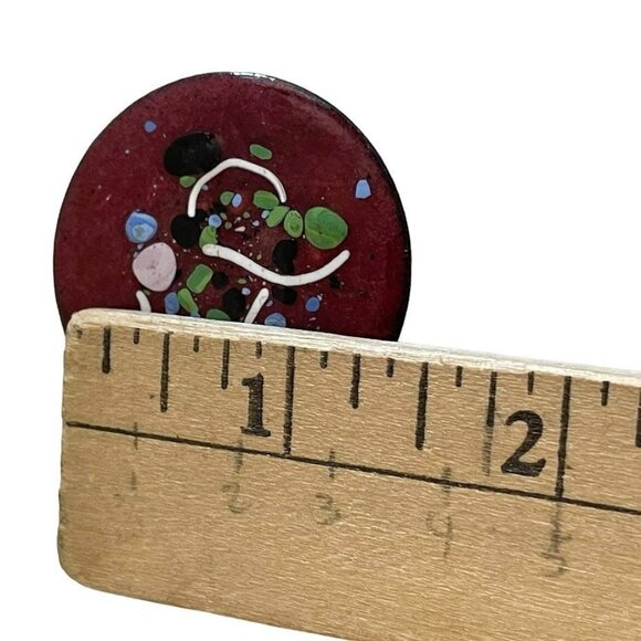 Vintage Artsy Abstract Classic Brooch Pin Red 1.5" Burgundy - Picture 2 of 4